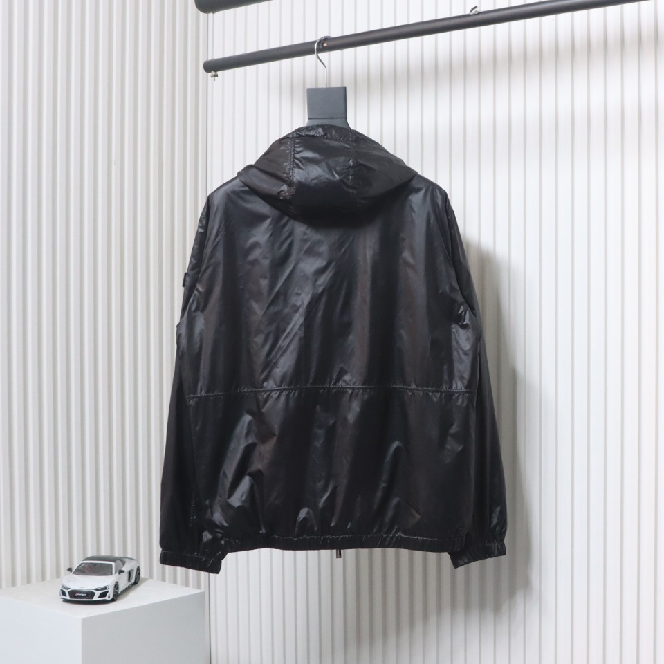 Dior 24 Sleeve Badge Jacquard Silk Hooded Jacket Black