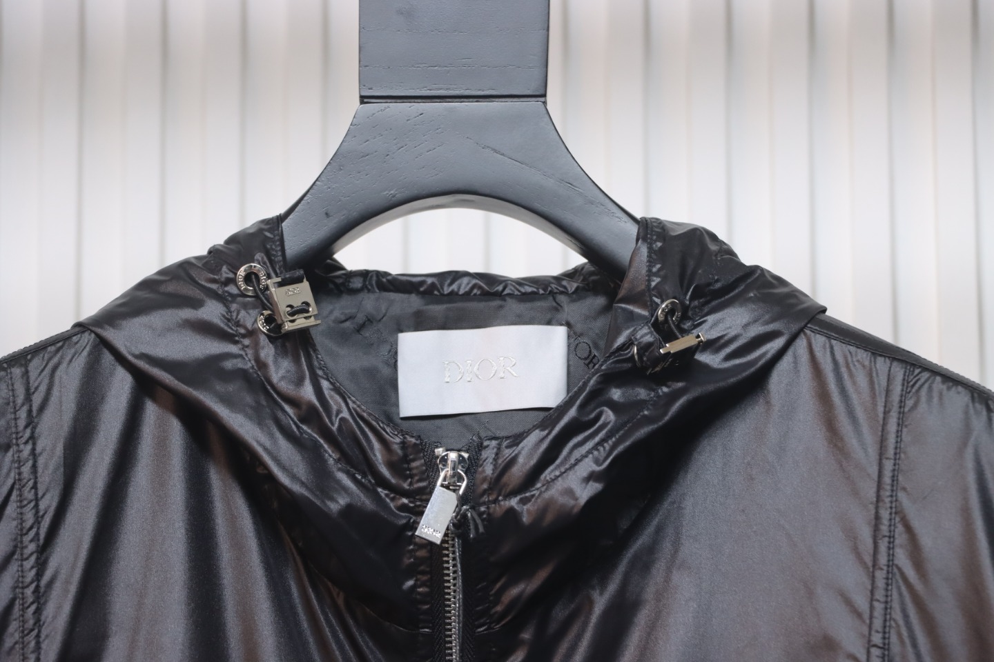 Dior 24 Sleeve Badge Jacquard Silk Hooded Jacket Black