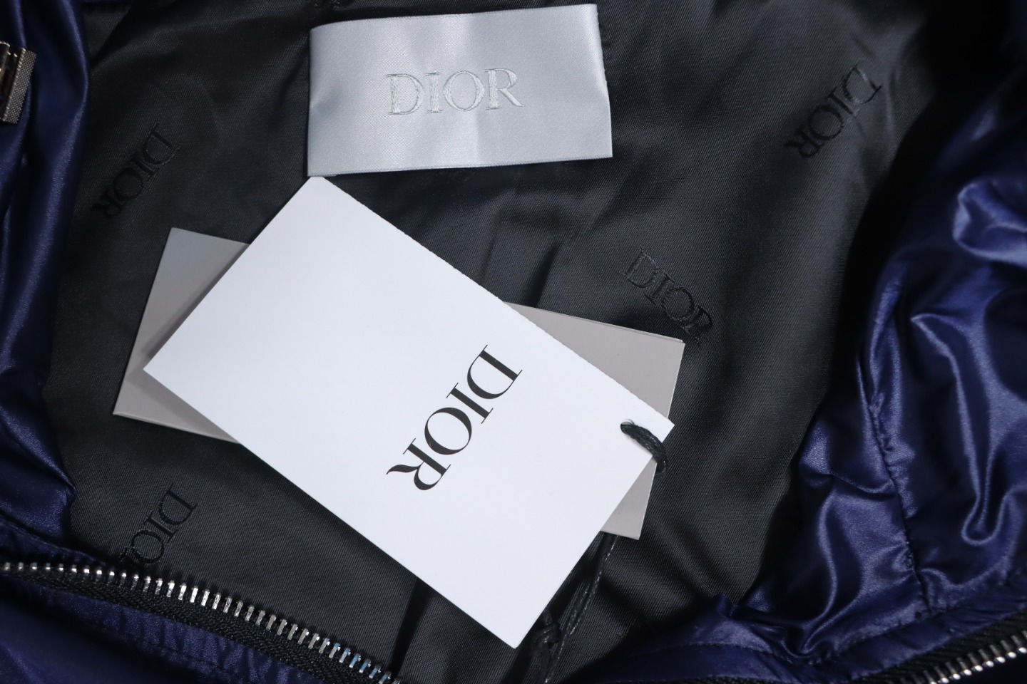 Dior 24 Sleeve Badge Jacquard Silk Hooded Jacket Blue