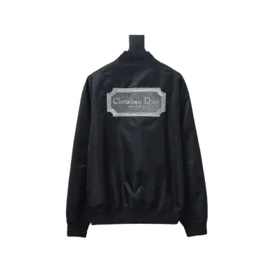 Dior Bomber Jacket With Square Logo Embroidery On The Back Black 02