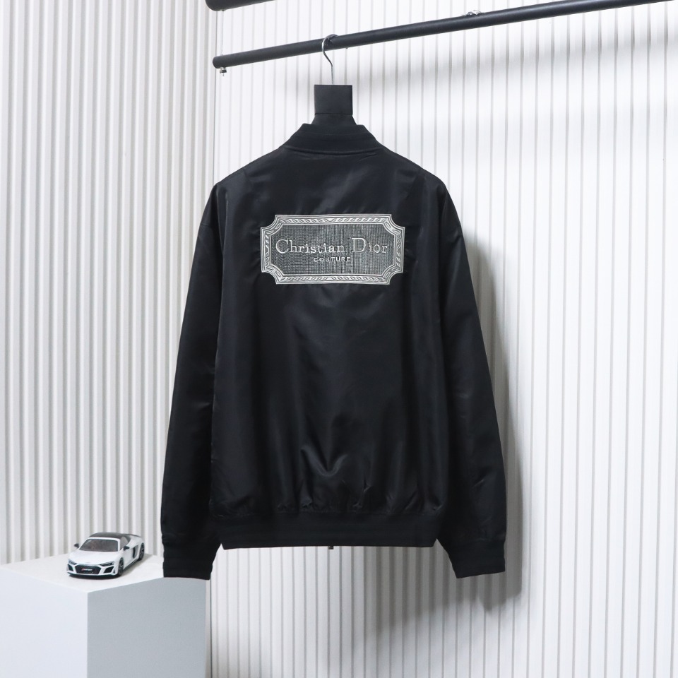 Dior Bomber Jacket With Square Logo Embroidery On The Back Black