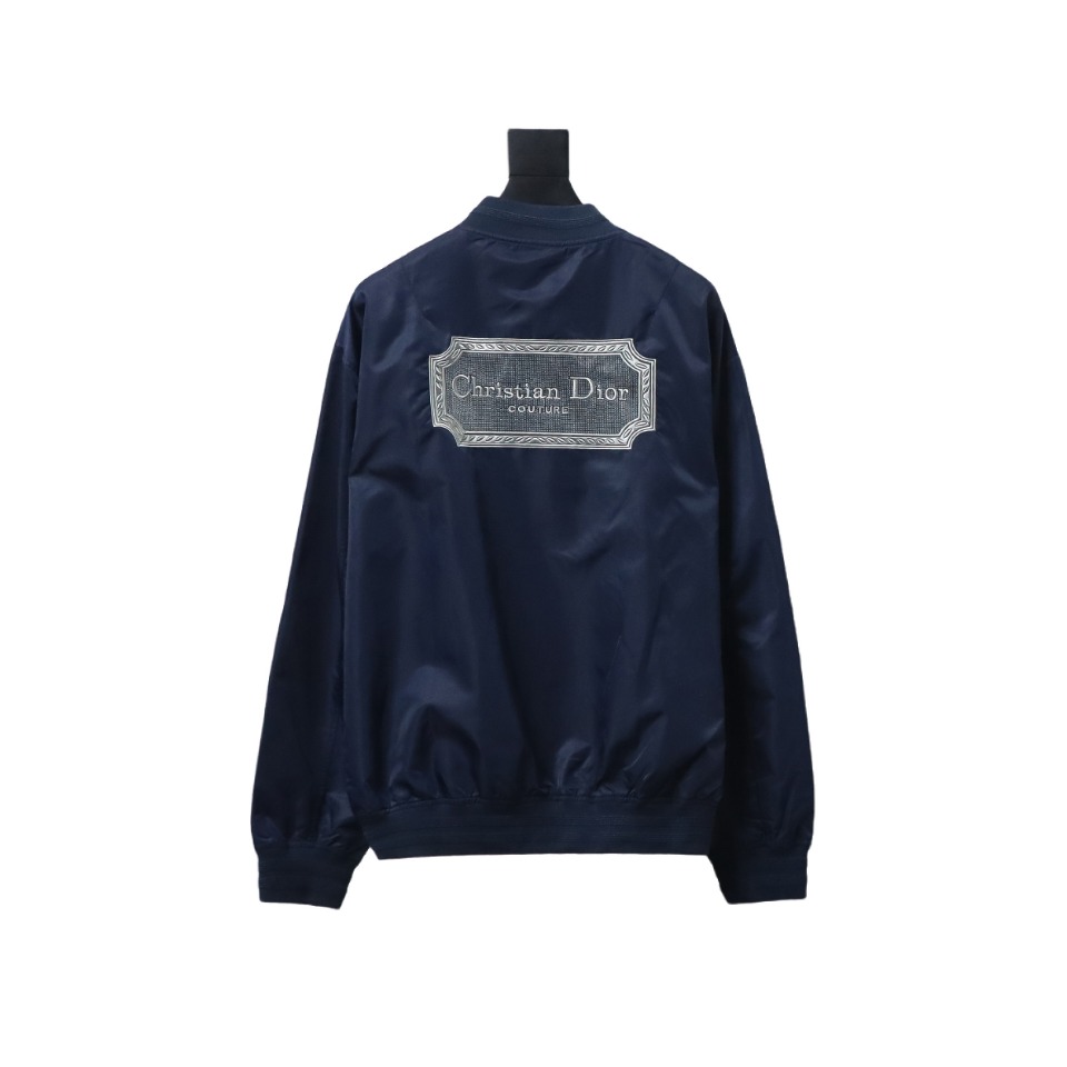 Dior Bomber Jacket With Square Logo Embroidery On The Back Blue