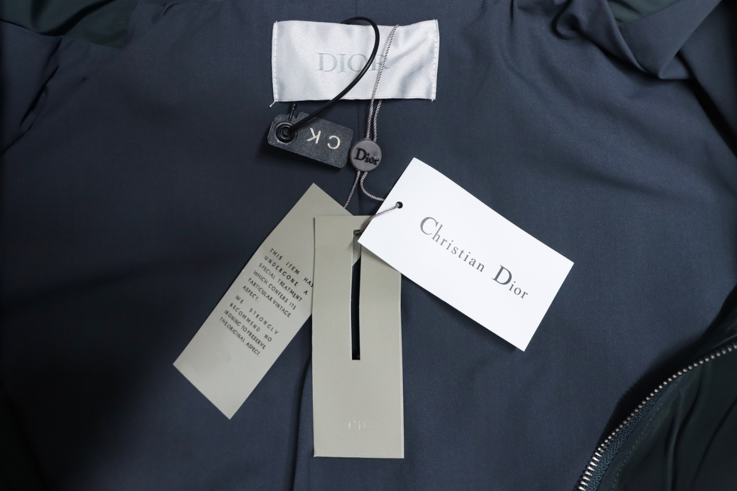 Dior Embroidered Lettering Bumblebee Hooded Jacket Green Grey