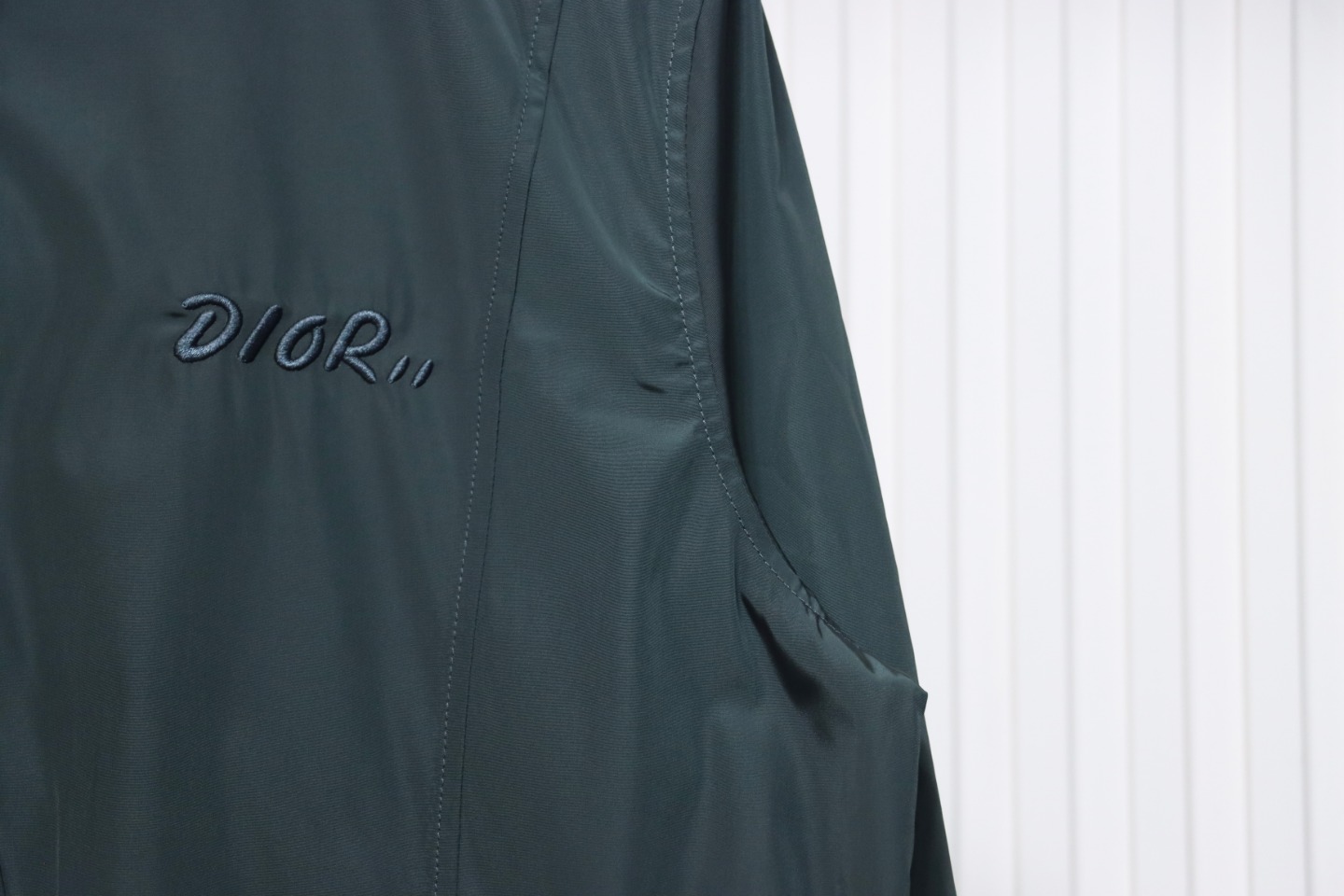 Dior Embroidered Lettering Bumblebee Hooded Jacket Green Grey