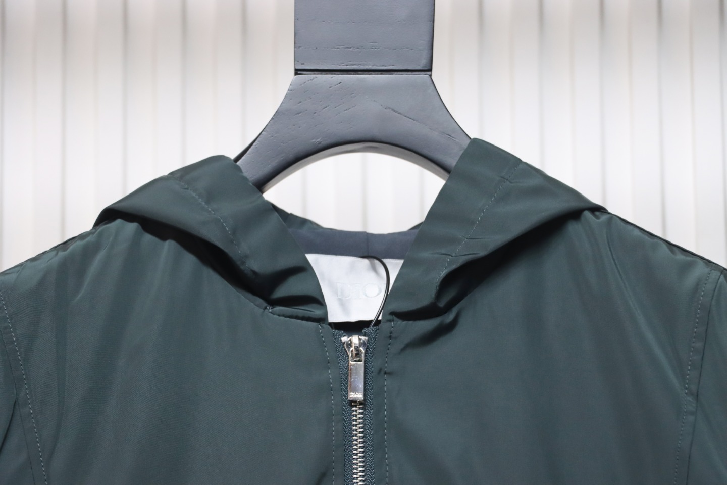 Dior Embroidered Lettering Bumblebee Hooded Jacket Green Grey