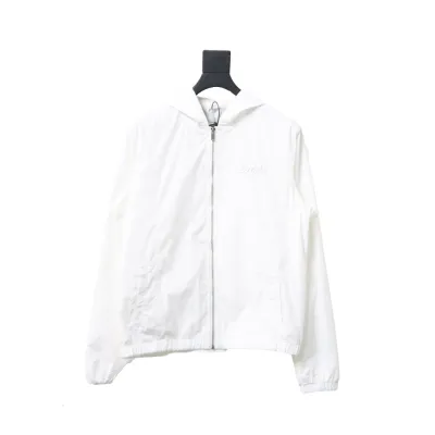 Dior Embroidered Lettering Bumblebee Hooded Jacket White 01