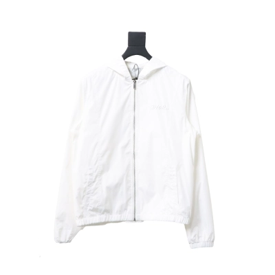 Dior Embroidered Lettering Bumblebee Hooded Jacket White 01