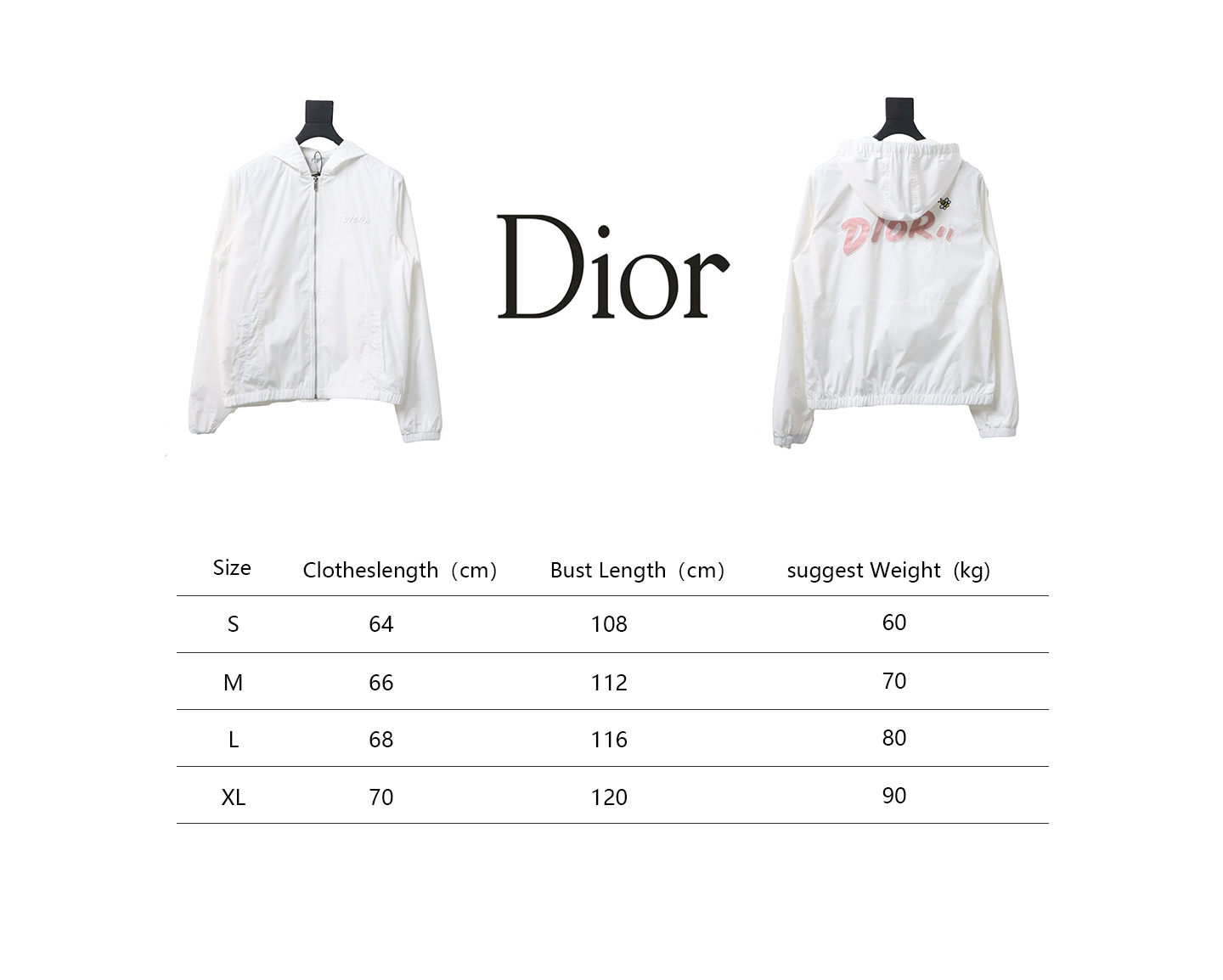 Dior Embroidered Lettering Bumblebee Hooded Jacket White