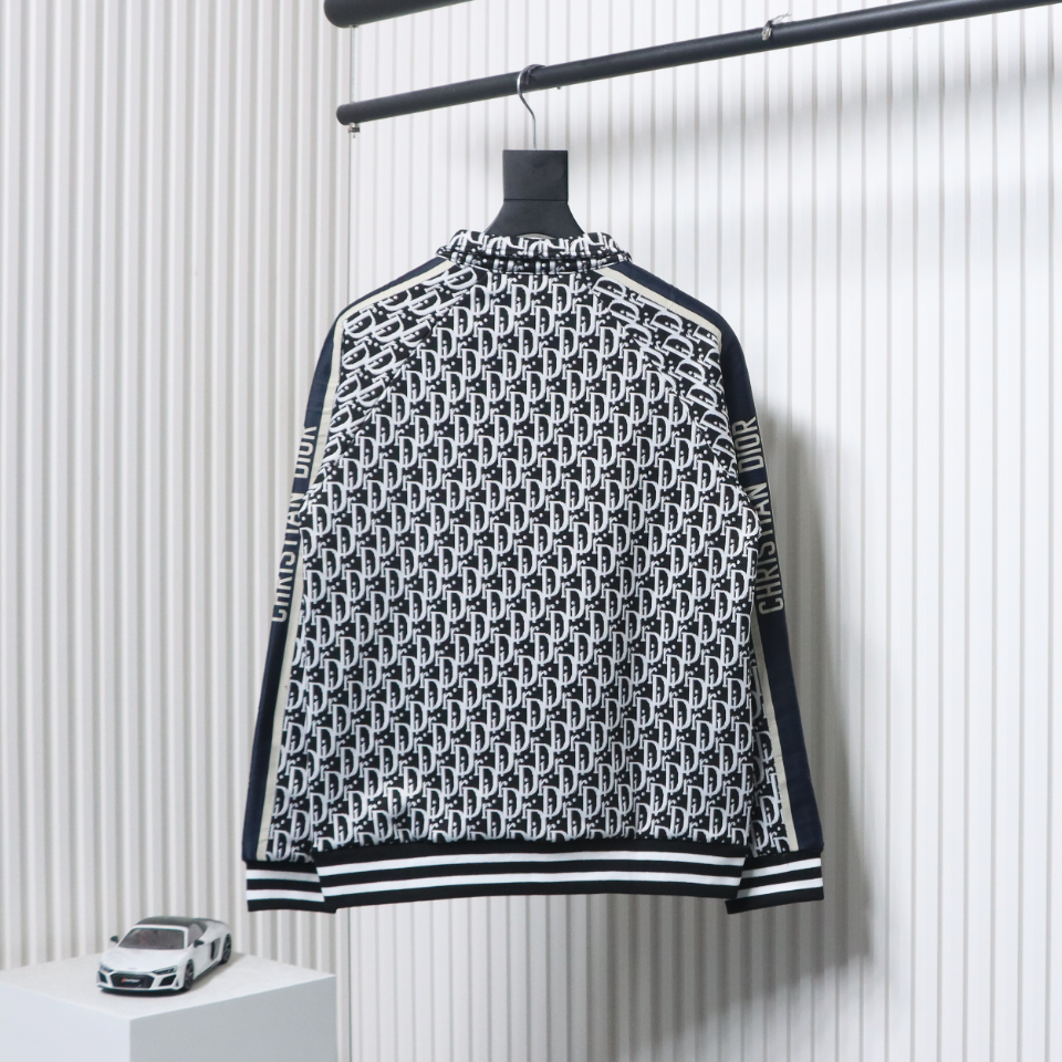 Dior Full Print Jacquard Side Ribbon Suit Jacket White Letters