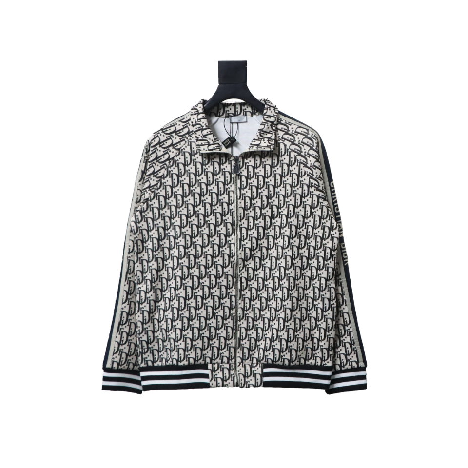 Dior Full Print Jacquard Side Ribbon Suit Jacket Black Letters