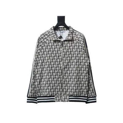 Dior Full Print Jacquard Side Ribbon Suit Jacket Black Letters 01