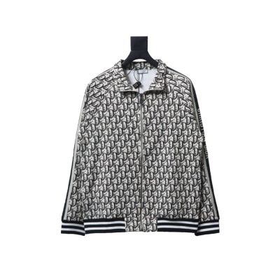 Dior Full Print Jacquard Side Ribbon Suit Jacket Black Letters 01