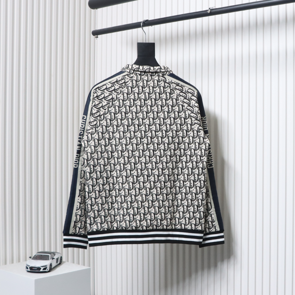 Dior Full Print Jacquard Side Ribbon Suit Jacket Black Letters