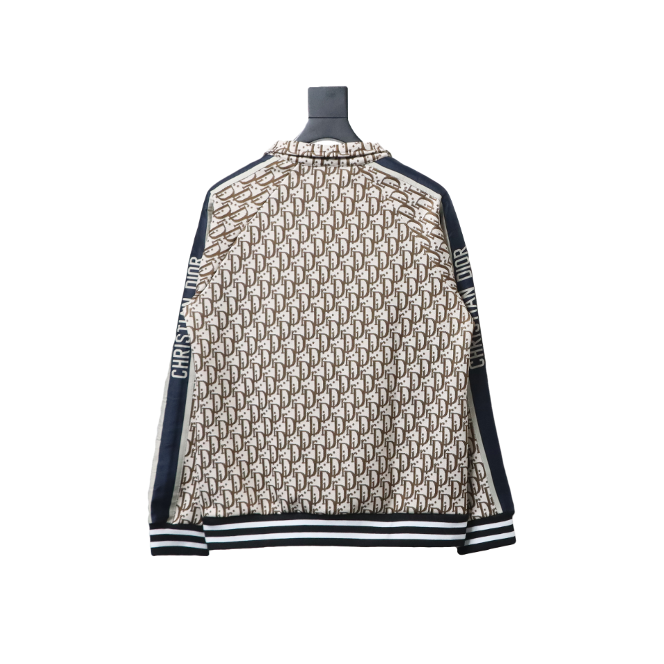 Dior Full Print Jacquard Side Ribbon Suit Jacket Brown Letters