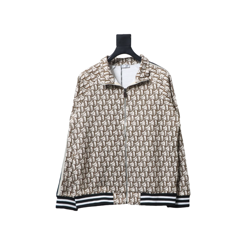 Dior Full Print Jacquard Side Ribbon Suit Jacket Brown Letters