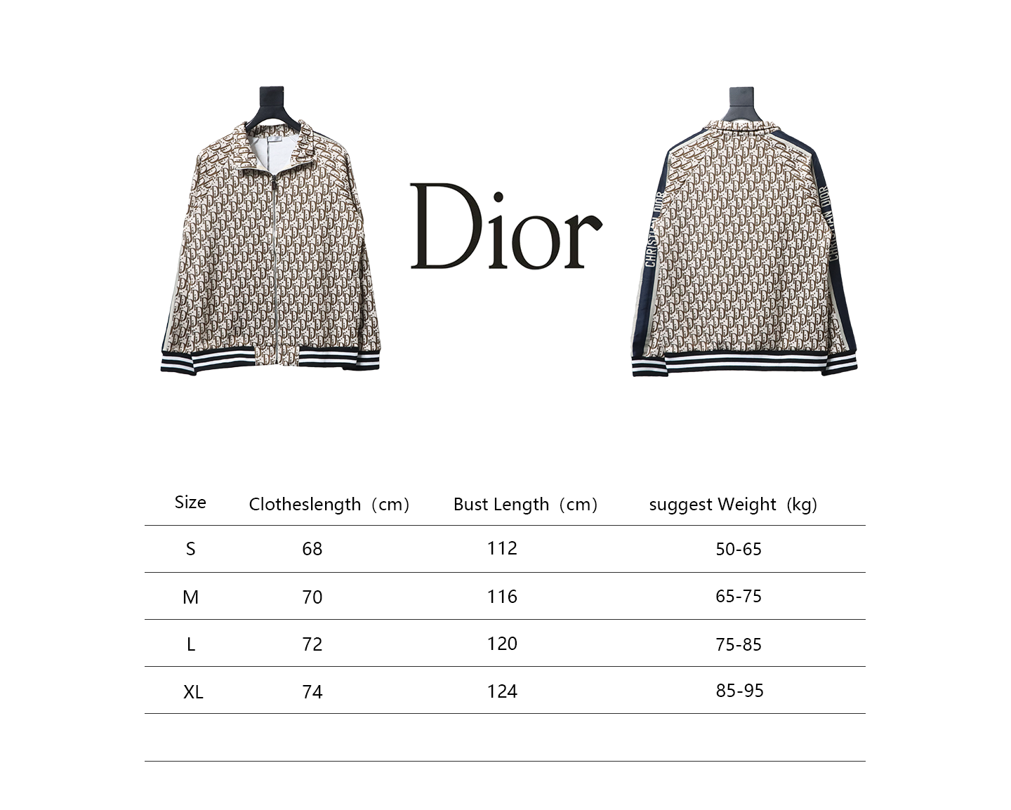 Dior Full Print Jacquard Side Ribbon Suit Jacket Brown Letters