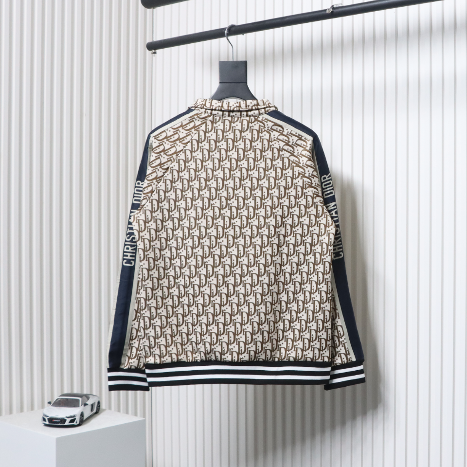 Dior Full Print Jacquard Side Ribbon Suit Jacket Brown Letters