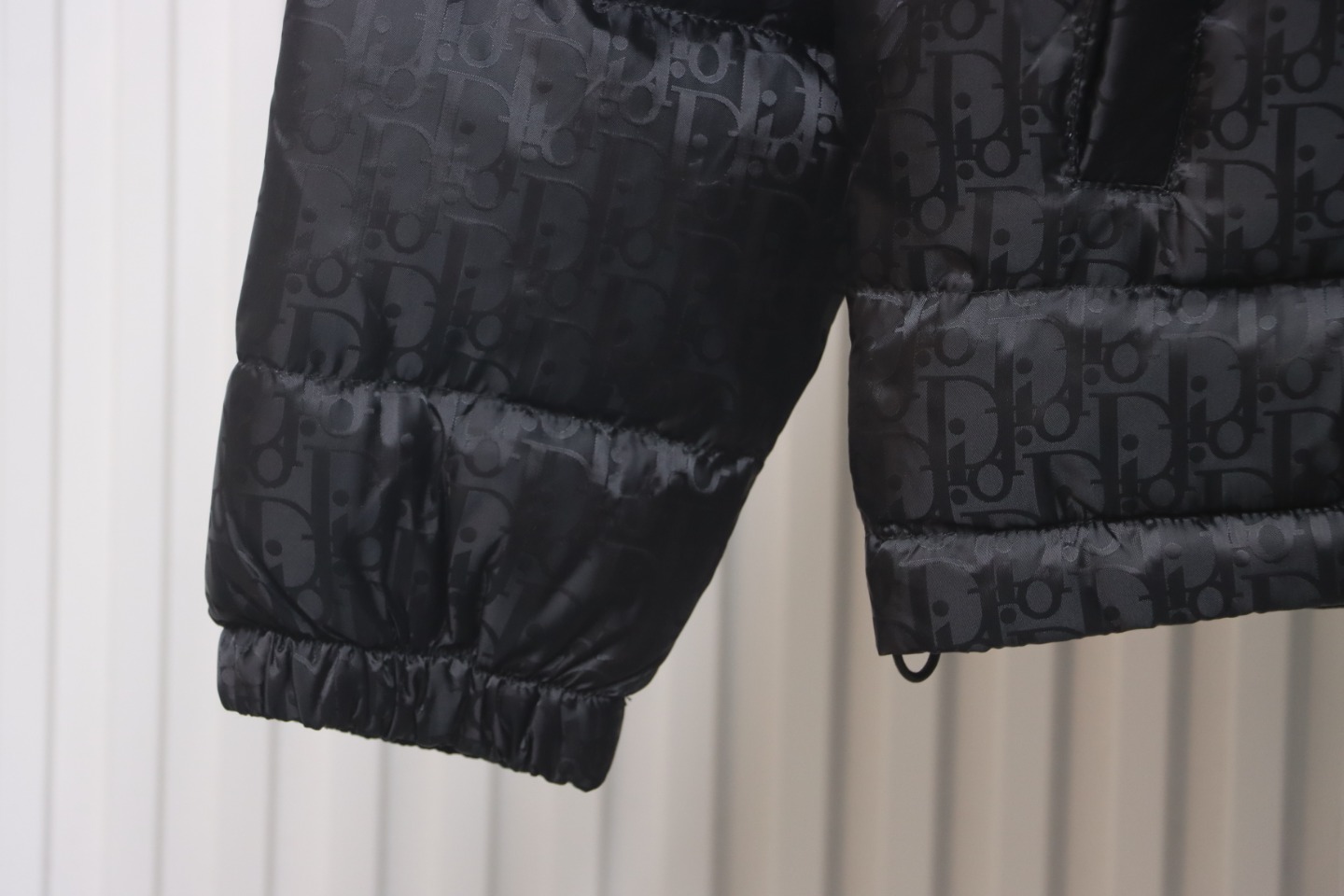 Dior New Style Full Pattern Dark Pattern Long Sleeve Down Jacket Black