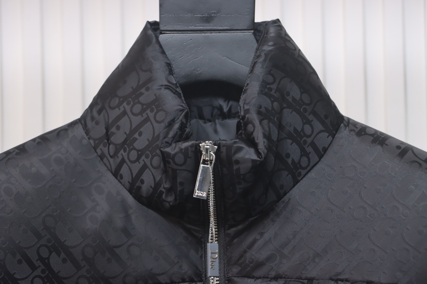 Dior New Style Full Pattern Dark Pattern Long Sleeve Down Jacket Black