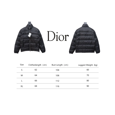 Dior New Style Full Pattern Dark Pattern Long Sleeve Down Jacket Black 02
