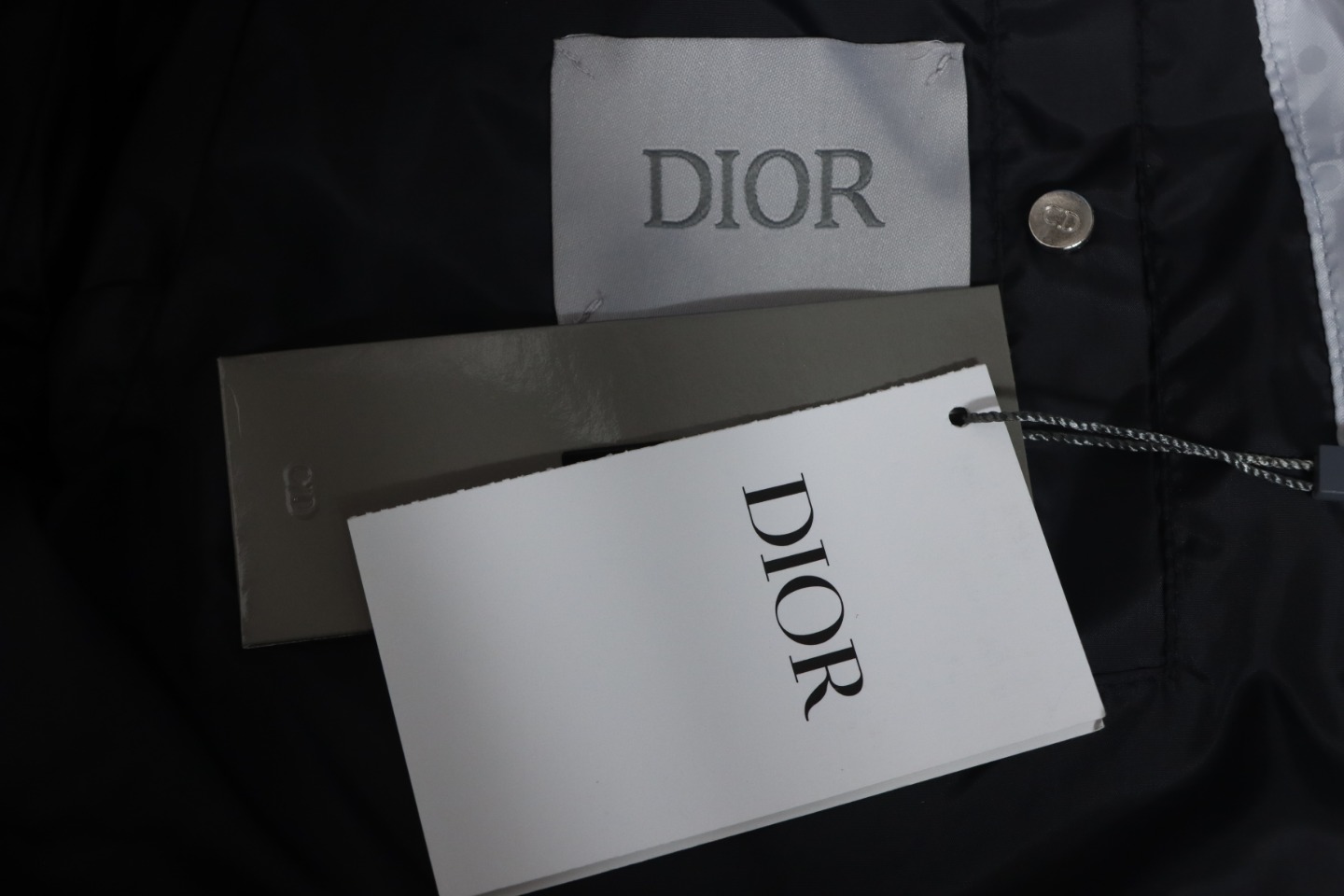 Dior New Style Full Pattern Dark Pattern Long Sleeve Down Jacket White