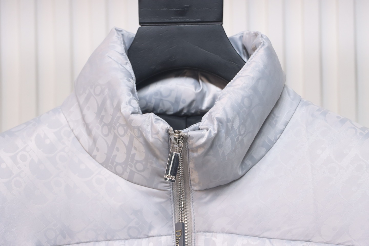 Dior New Style Full Pattern Dark Pattern Long Sleeve Down Jacket White