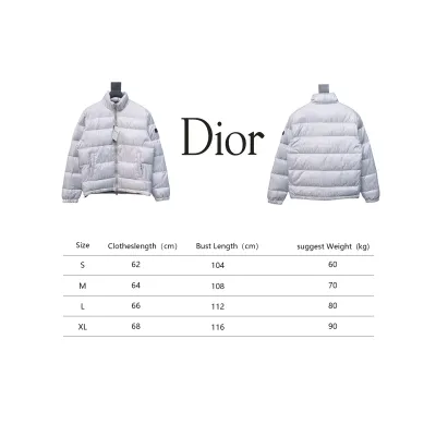 Dior New Style Full Pattern Dark Pattern Long Sleeve Down Jacket White 02