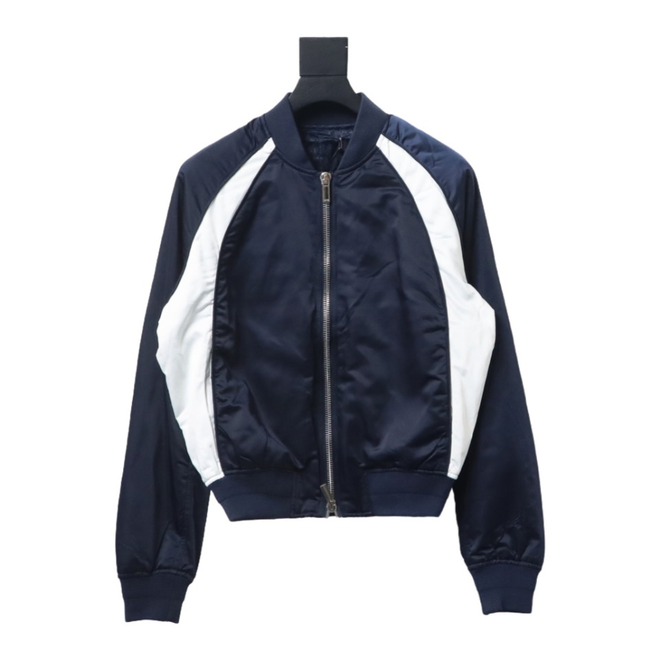 Dior x Jordan Wings Embroidered Deep Silver Flight Jacket Dark Blue
