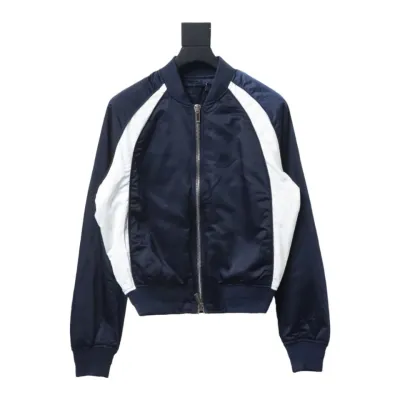 Dior x Jordan Wings Embroidered Deep Silver Flight Jacket Dark Blue 01