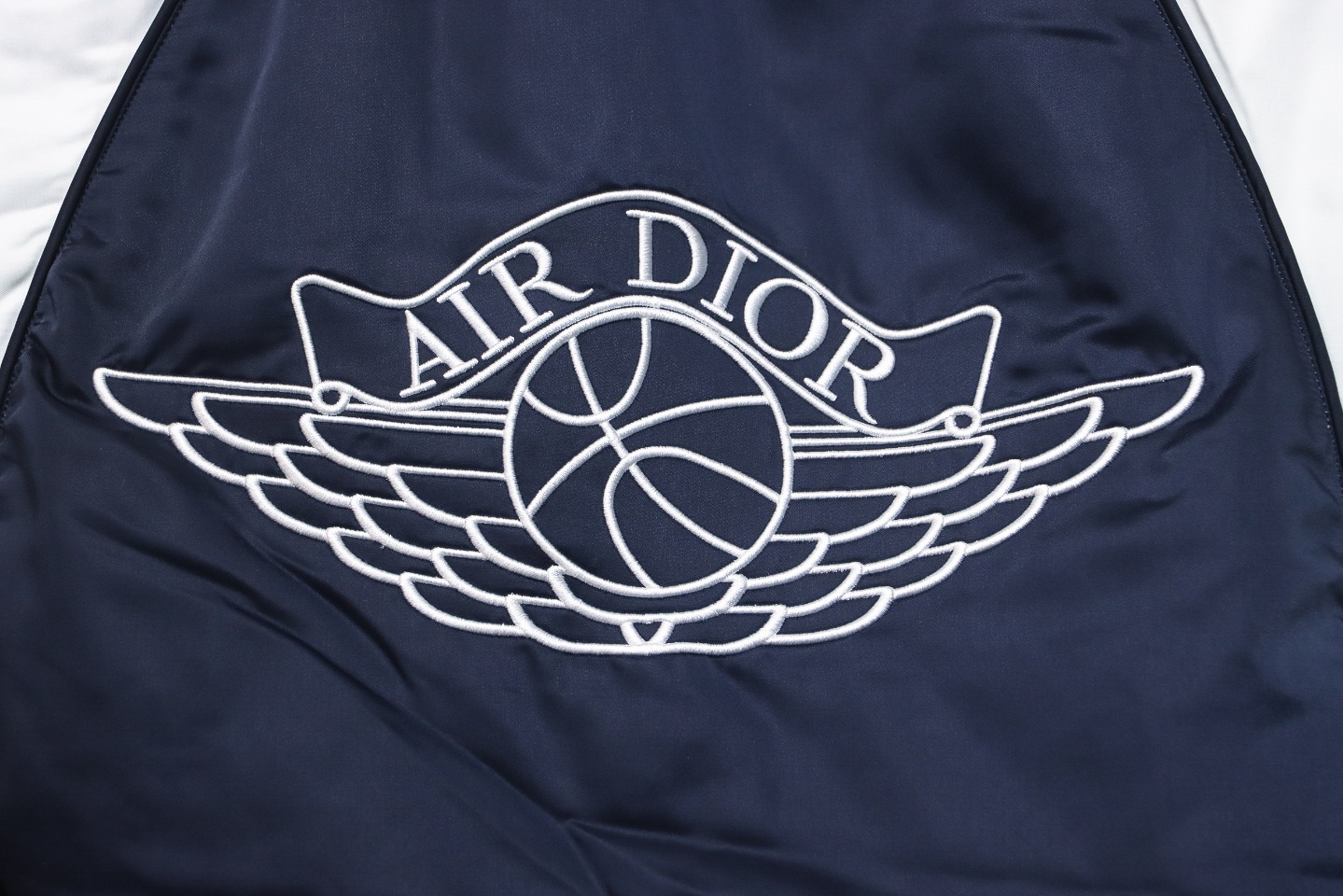 Dior x Jordan Wings Embroidered Deep Silver Flight Jacket Dark Blue