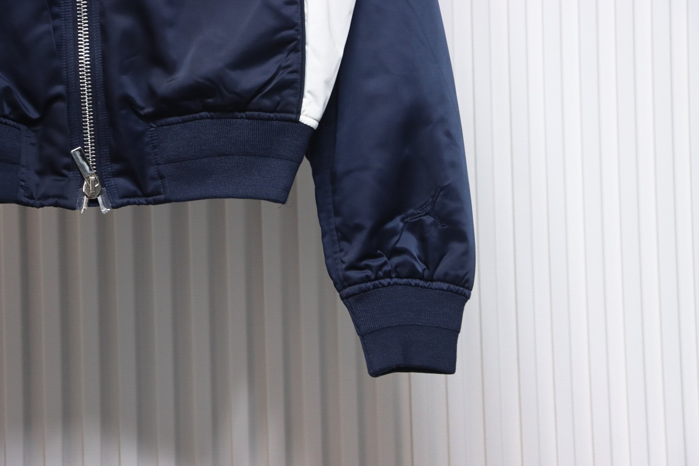 Dior x Jordan Wings Embroidered Deep Silver Flight Jacket Dark Blue