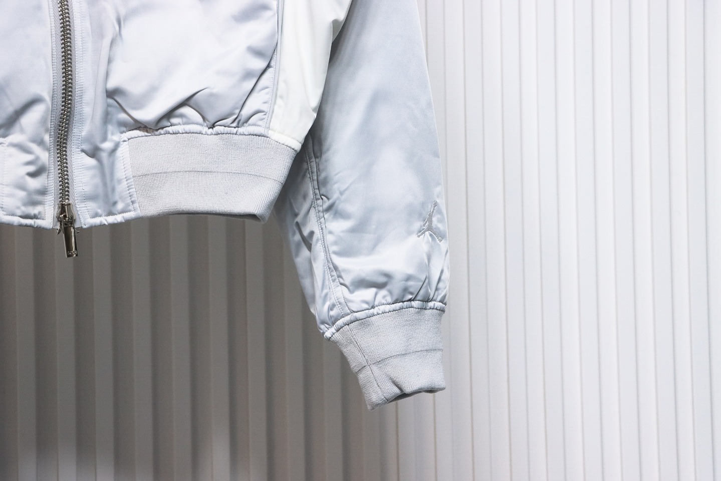 Dior x Jordan Wings Embroidered Deep Silver Flight Jacket White