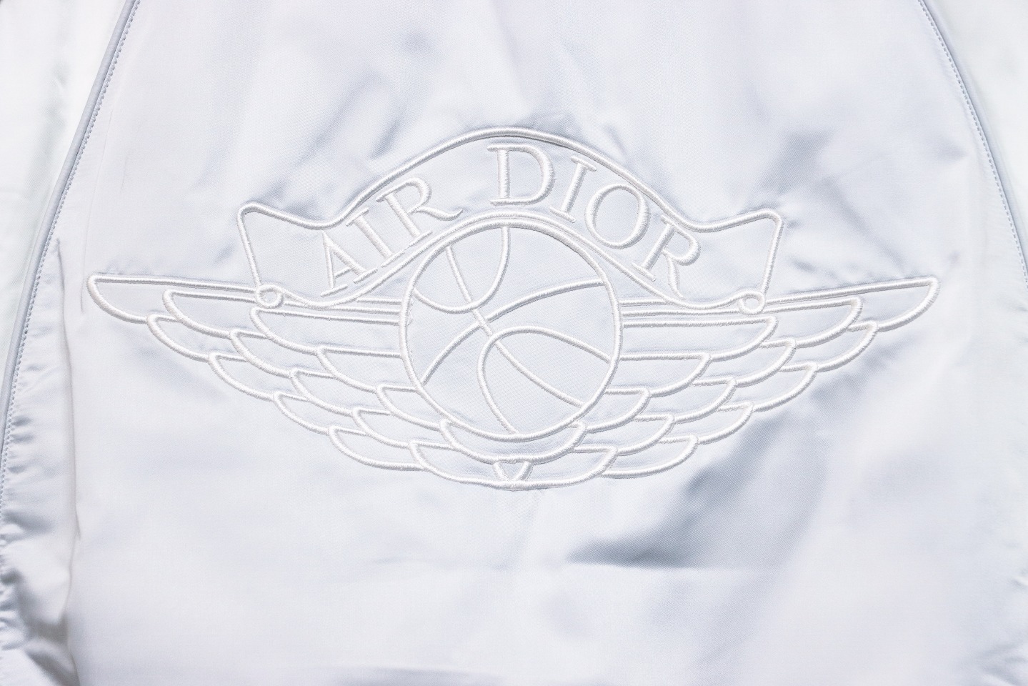 Dior x Jordan Wings Embroidered Deep Silver Flight Jacket White