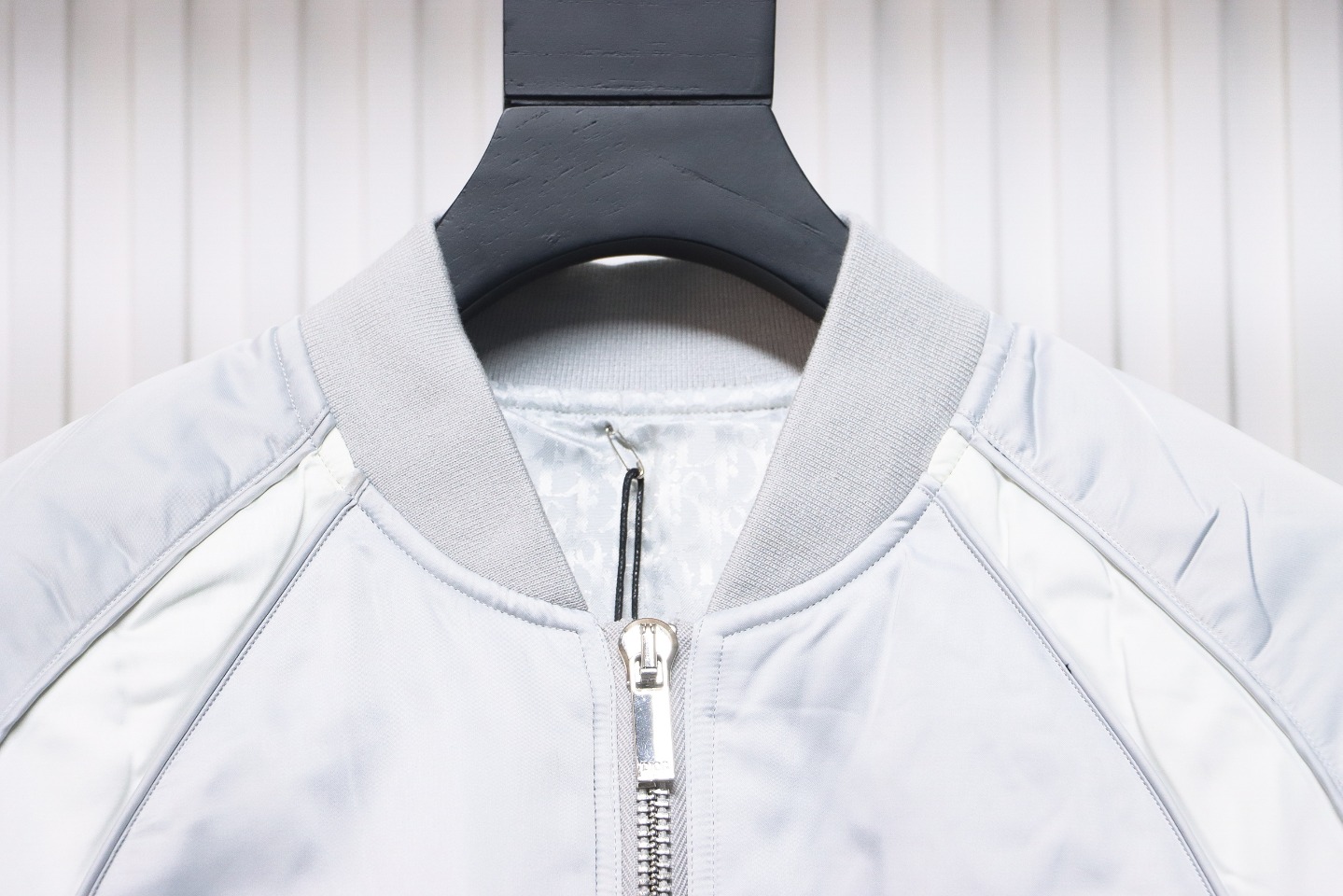 Dior x Jordan Wings Embroidered Deep Silver Flight Jacket White