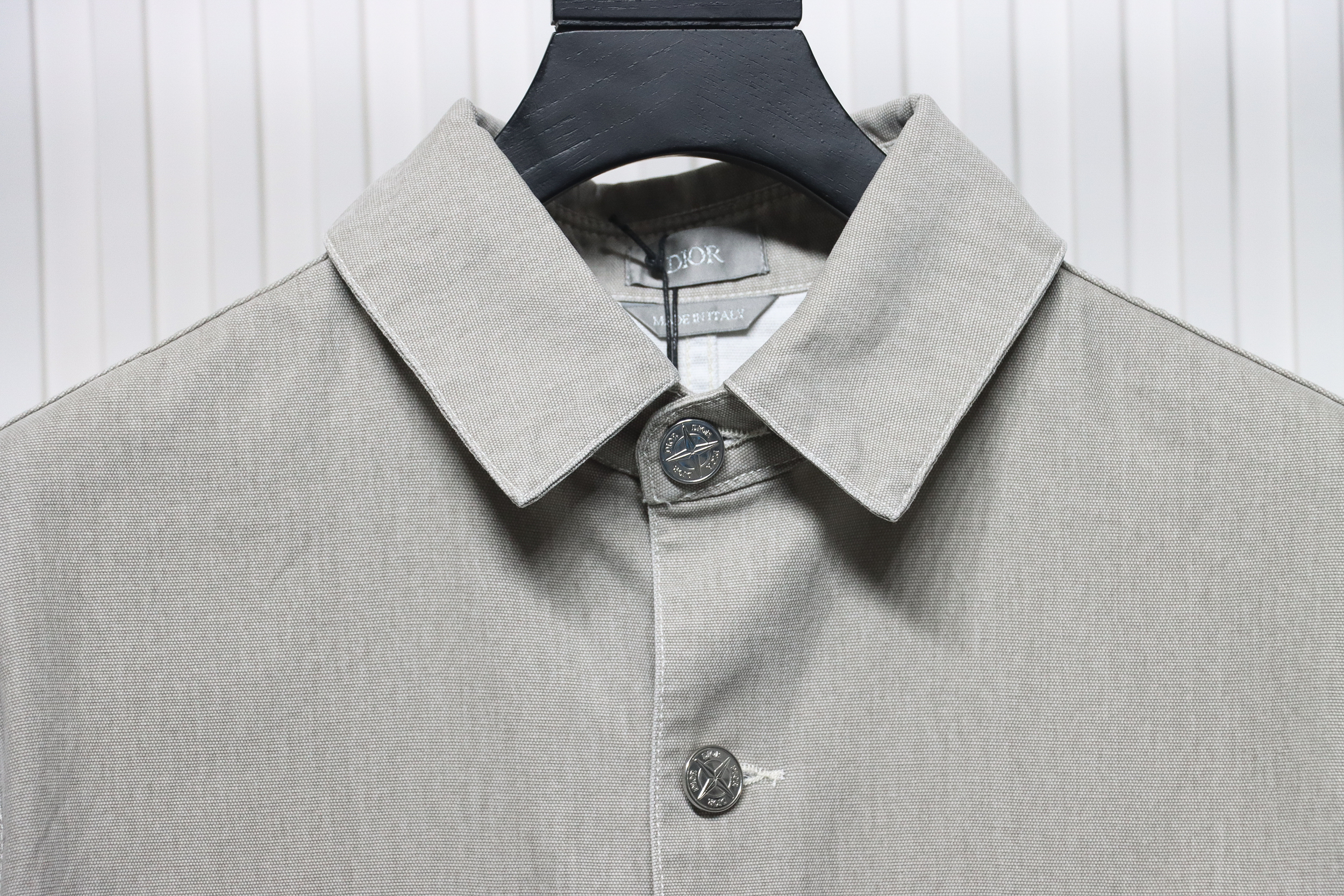 Dior x Stone Island 24Fw Pocket Dior Island Logo Work Shirt Jacket Khaki Gray
