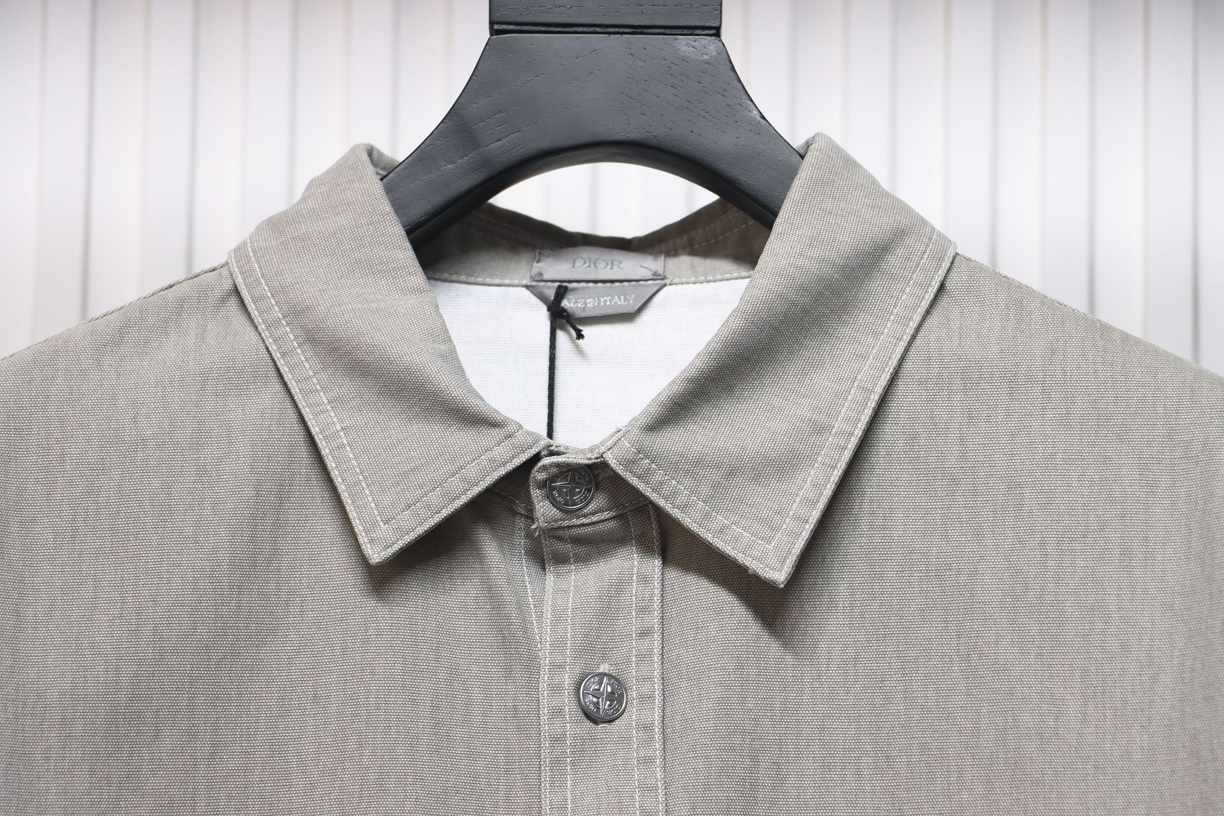 Dior x Stone lsland Embroidered Denim Shirt Jacket Grey