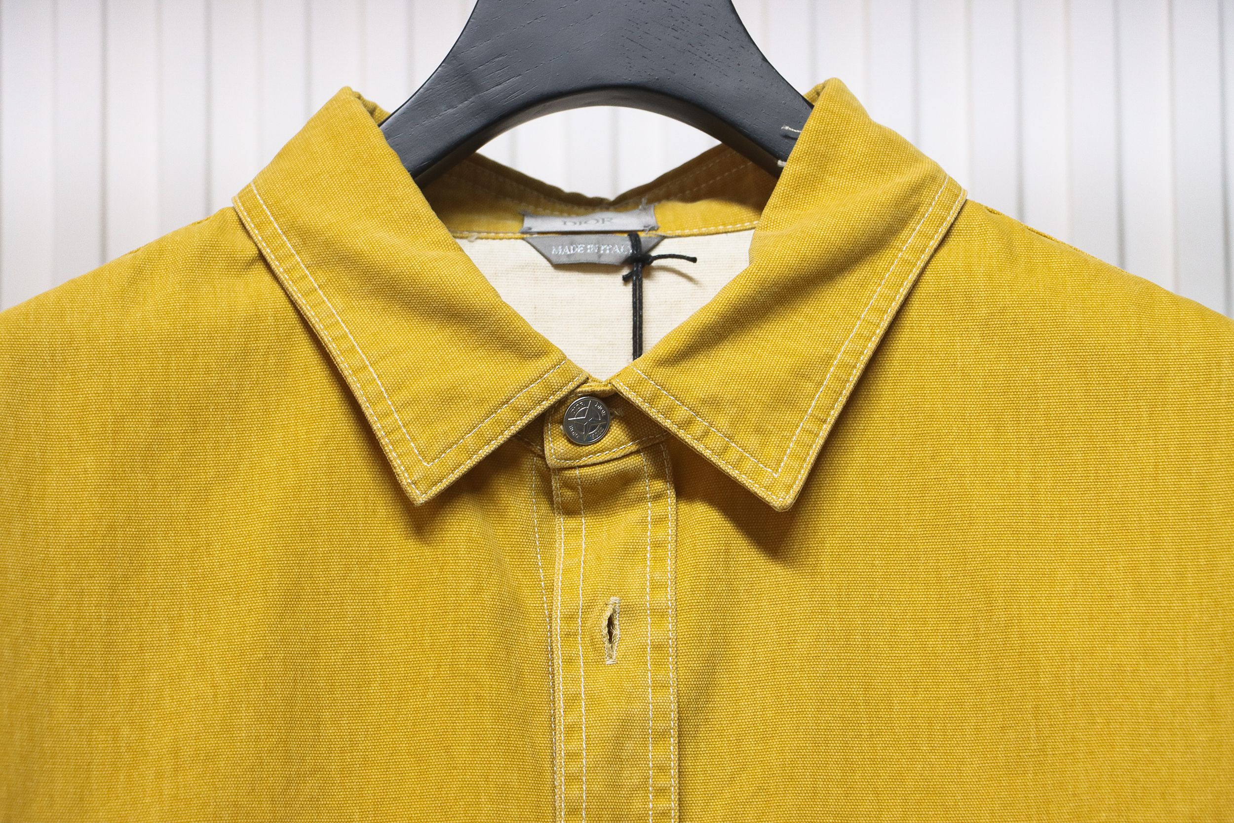 Dior x Stone lsland Embroidered Denim Shirt Jacket Yellow
