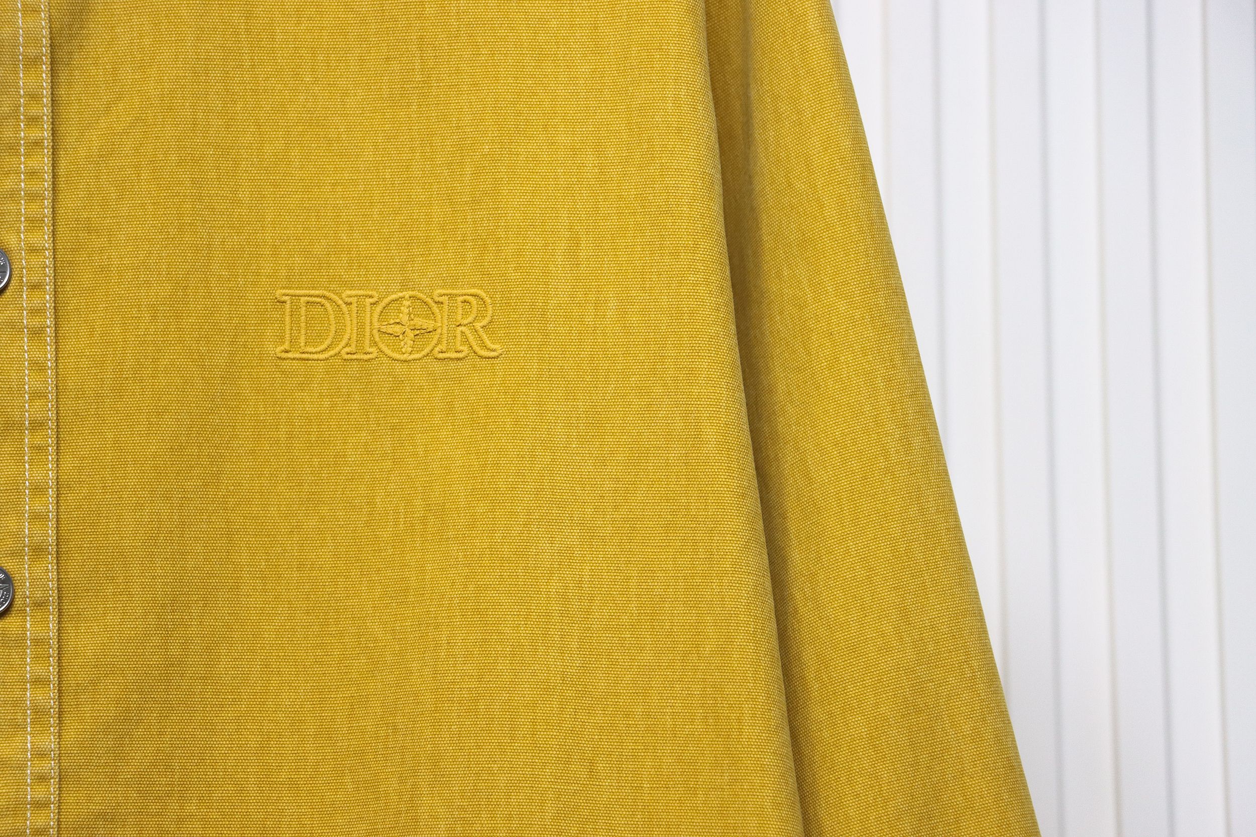 Dior x Stone lsland Embroidered Denim Shirt Jacket Yellow