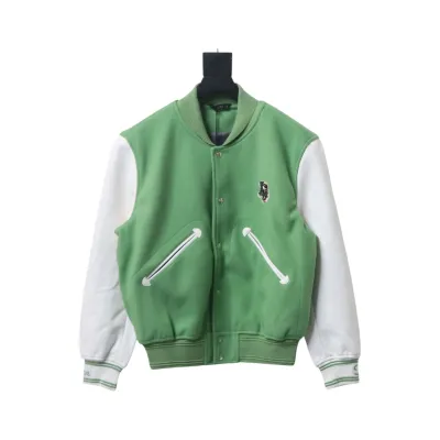 Dior x Tears Beaded Lettering Cotton Embroidered Baseball Jacket Green 01