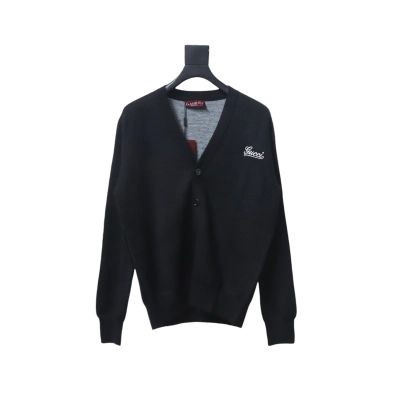 Gucci 24FW Embroidered Logo Knitted Cardigan 01