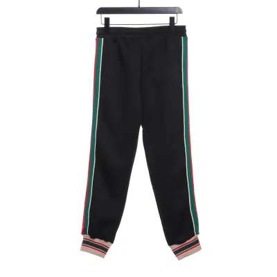 Gucci Classic Red And Green Obscure Jacquard Webbing Trousers 02
