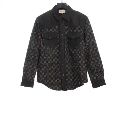 Gucci Double G Pocket Jacquard Denim Shirt 01