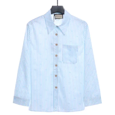 Gucci Double G Striped Long-Sleeved Shirt 01