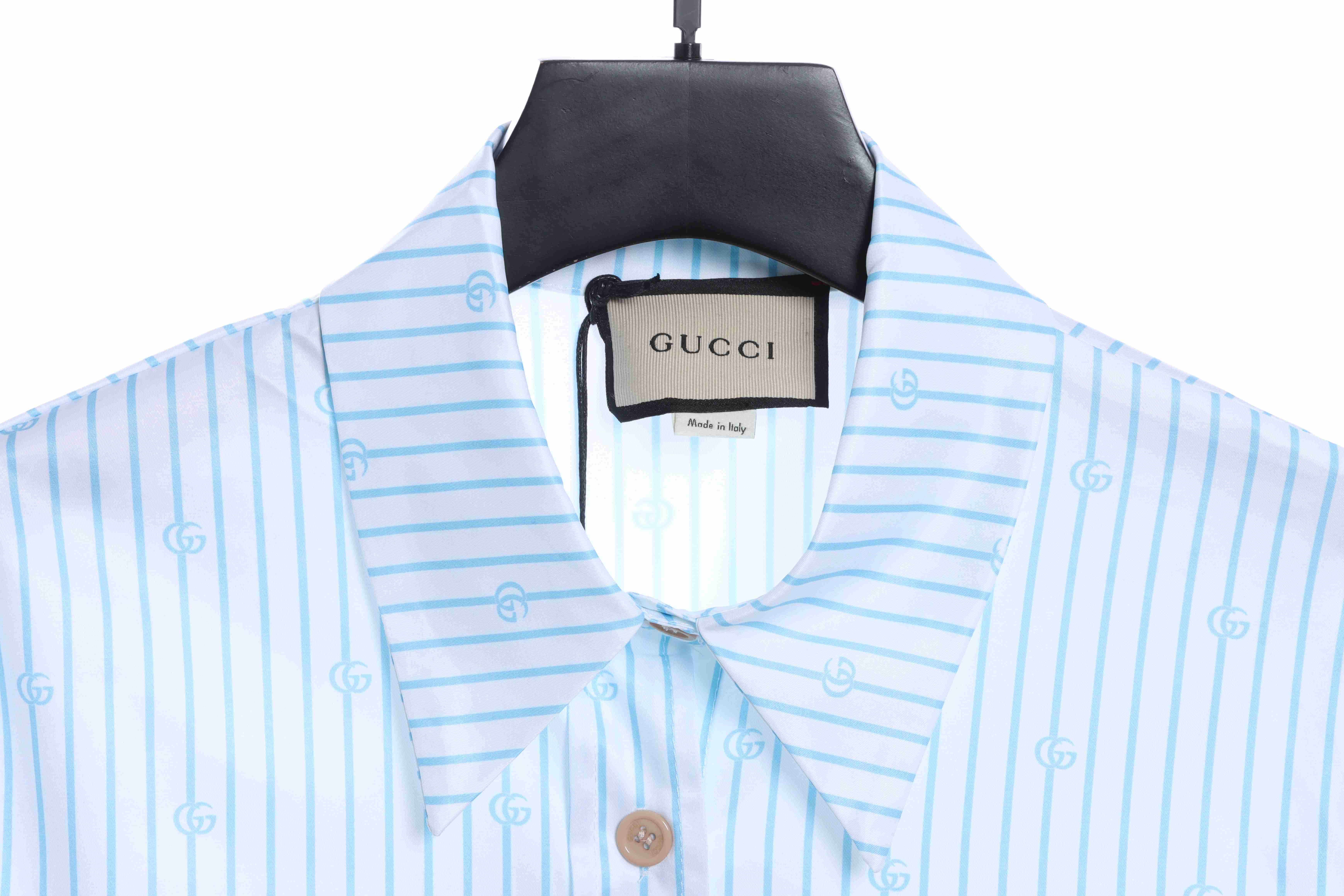Gucci Double G Striped Long-Sleeved Shirt