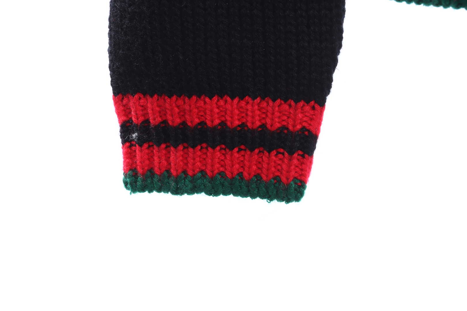 Gucci Red and Green Striped Wool Cardigan Black