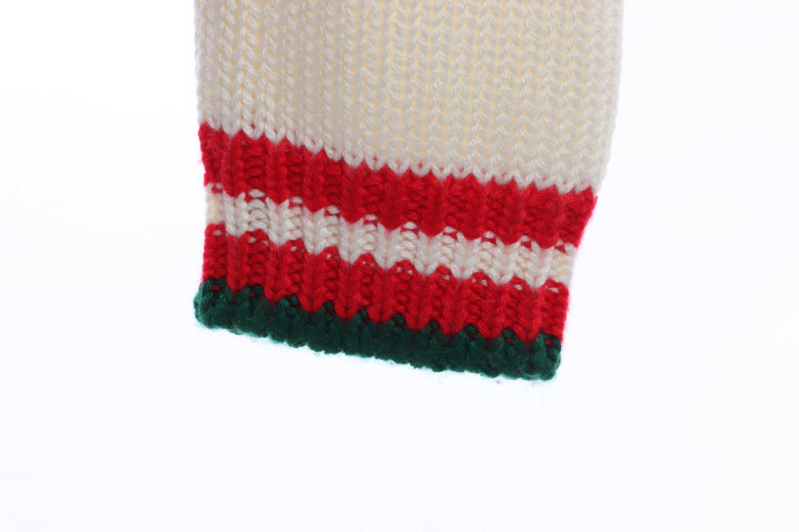 Gucci Red and Green Striped Wool Cardigan White