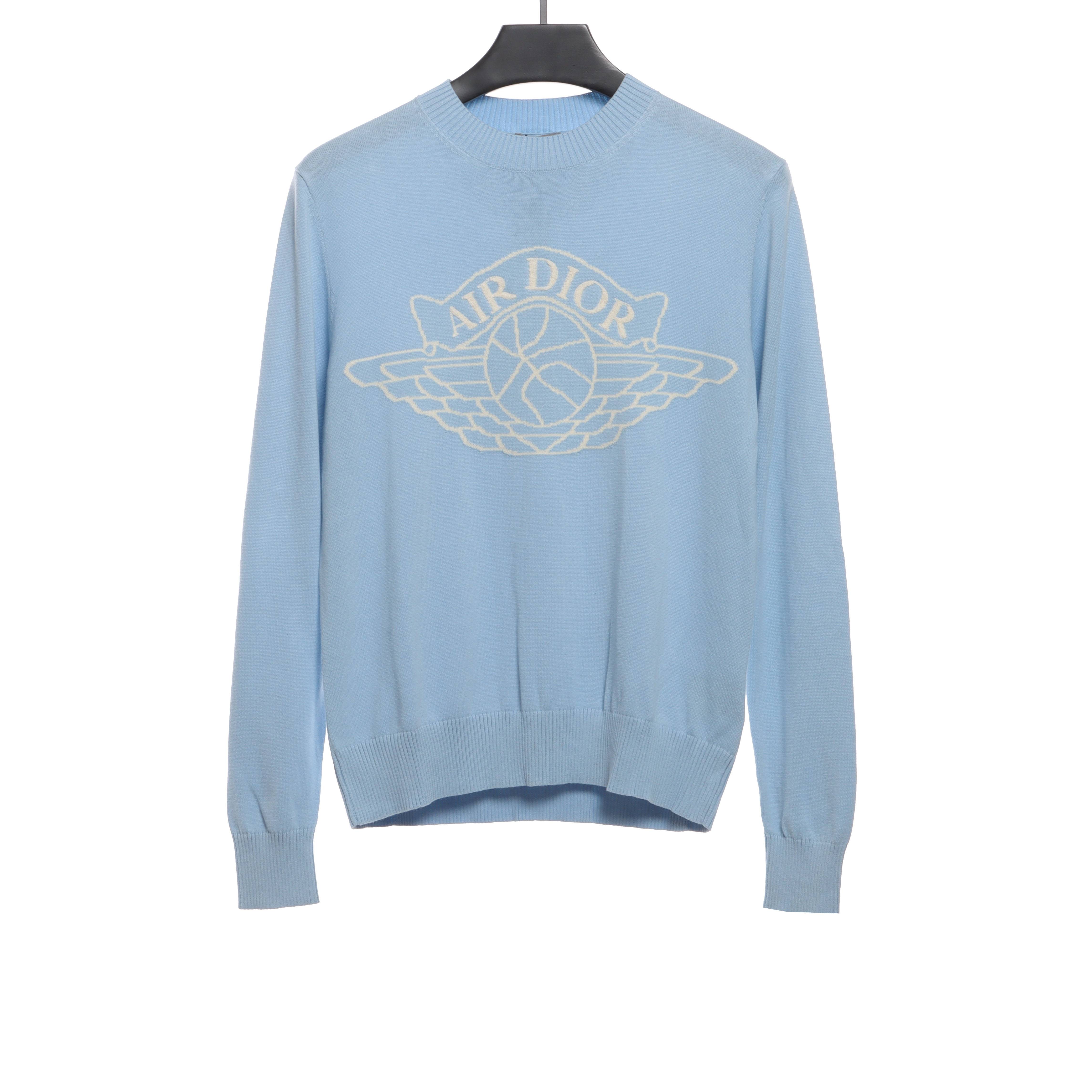 (Special Offer) Dior x Jordan LOGO Jacquard Sweater Blue