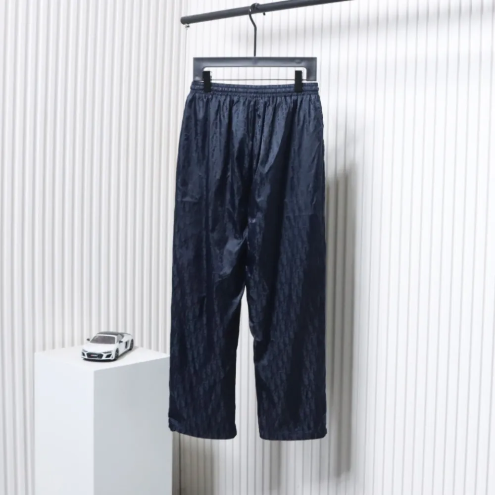 Dior 23FW Dark Pattern Jacquard Trousers Blue