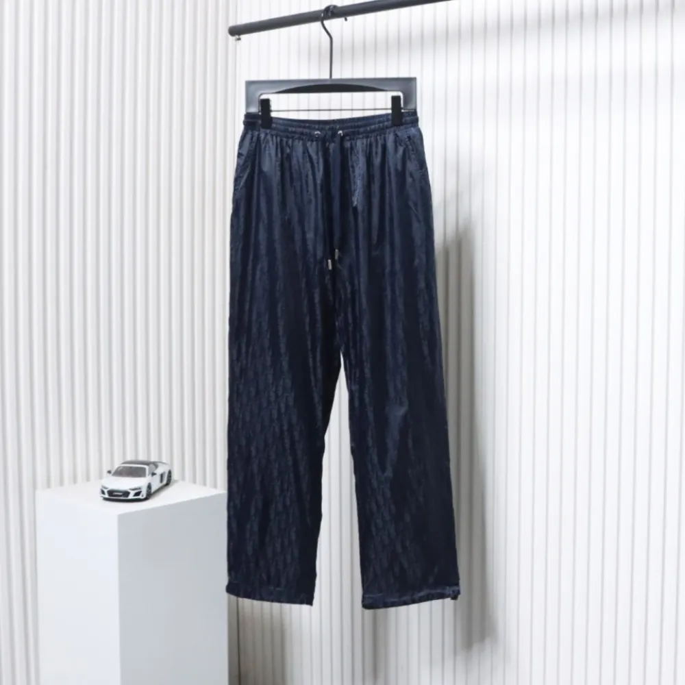 Dior 23FW Dark Pattern Jacquard Trousers Blue