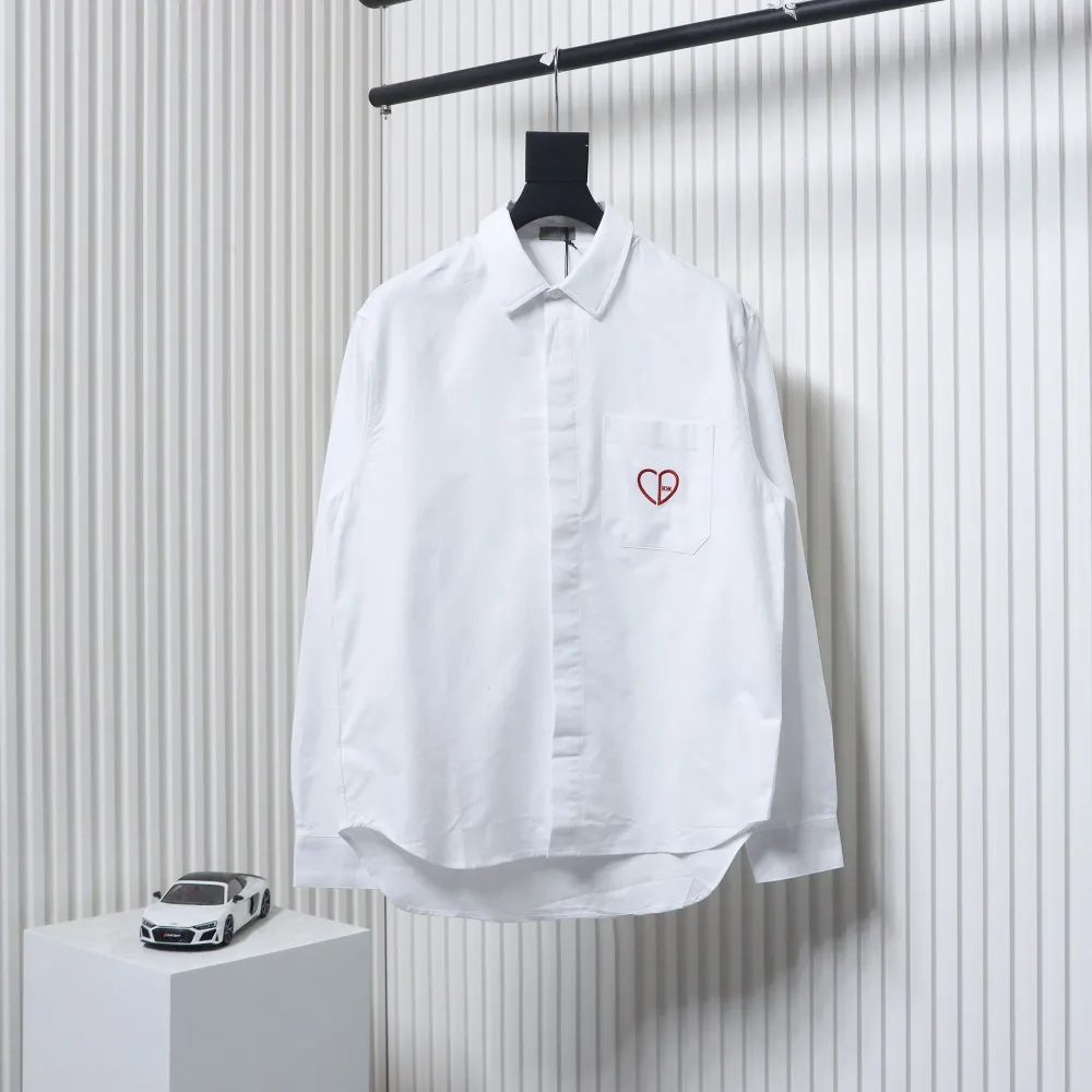 Dior 24Fw CD Small Heart Embroidered Long-Sleeved Shirt